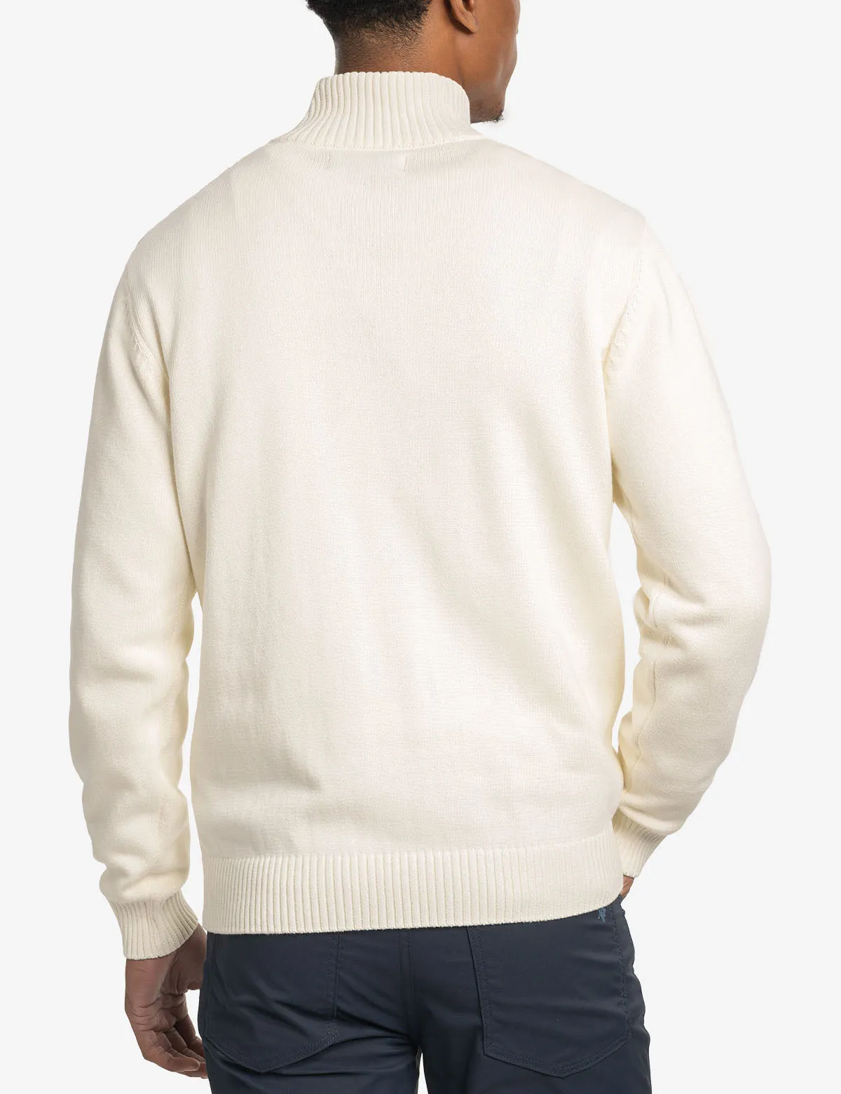 1/4 ZIP CABLE KNT SWEATER