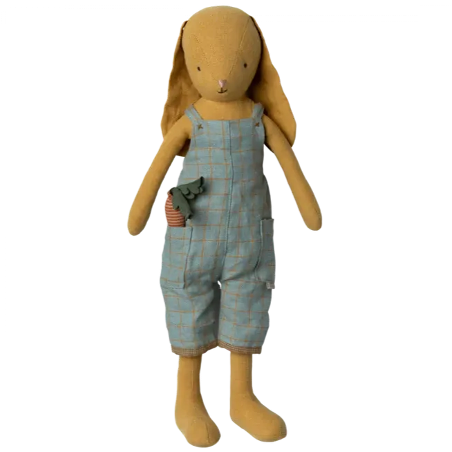 2023 Maileg Dusty Yellow Bunny in Overalls with Carrot