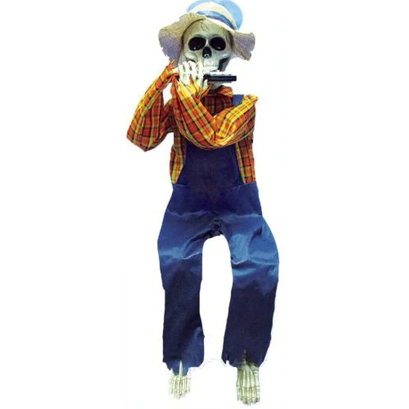 36" Skeleton Playing Harmonica