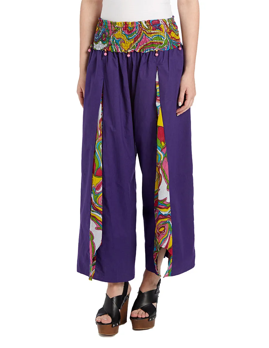 Abstract Panel Cotton Palazzo Pants