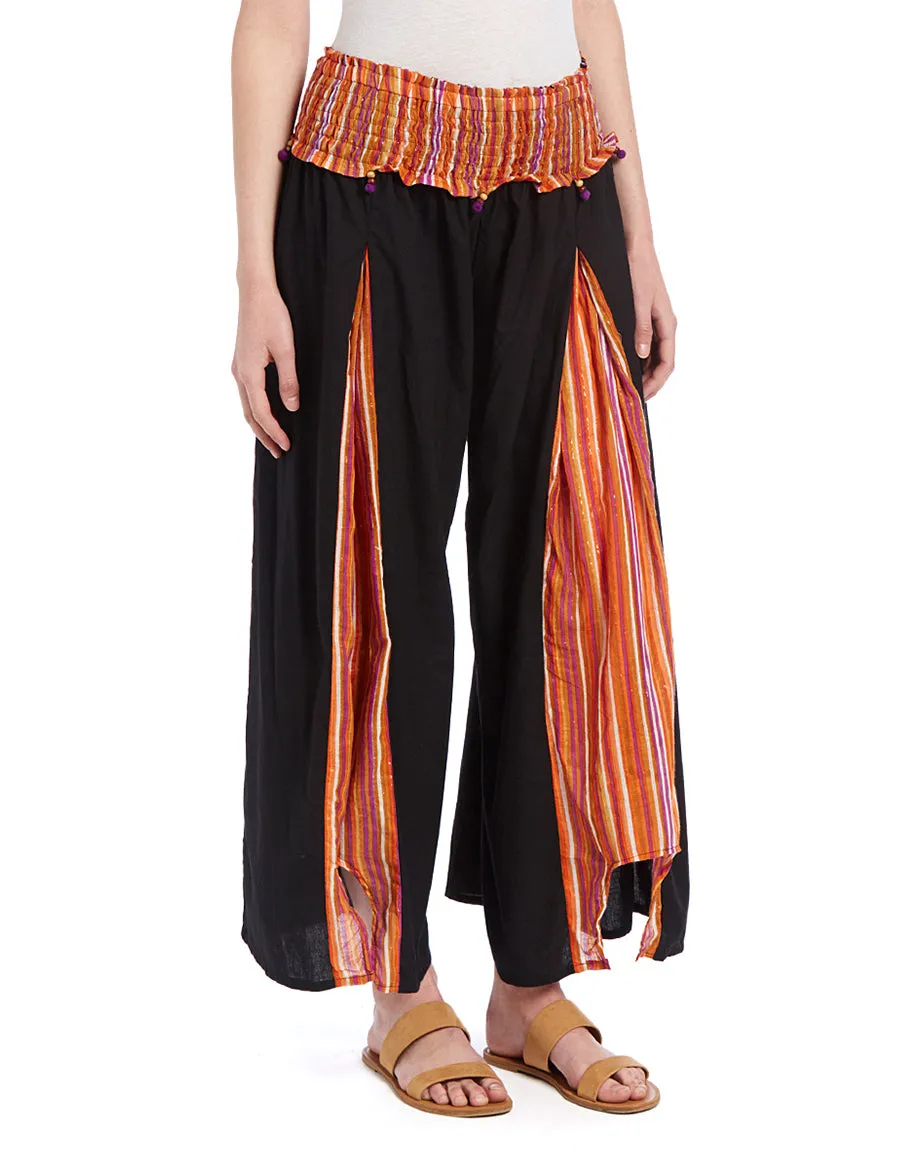 Abstract Panel Cotton Palazzo Pants