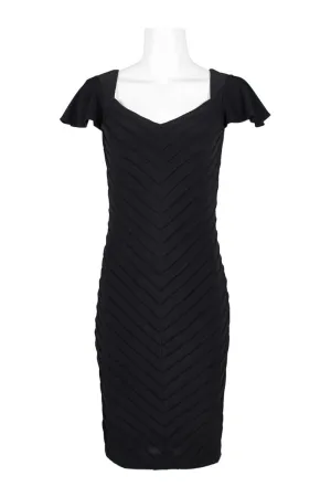 Adrianna Papell Day V-Neck Cap Sleeve Piping Detail Bodycon Zipper Back Jersey Dress