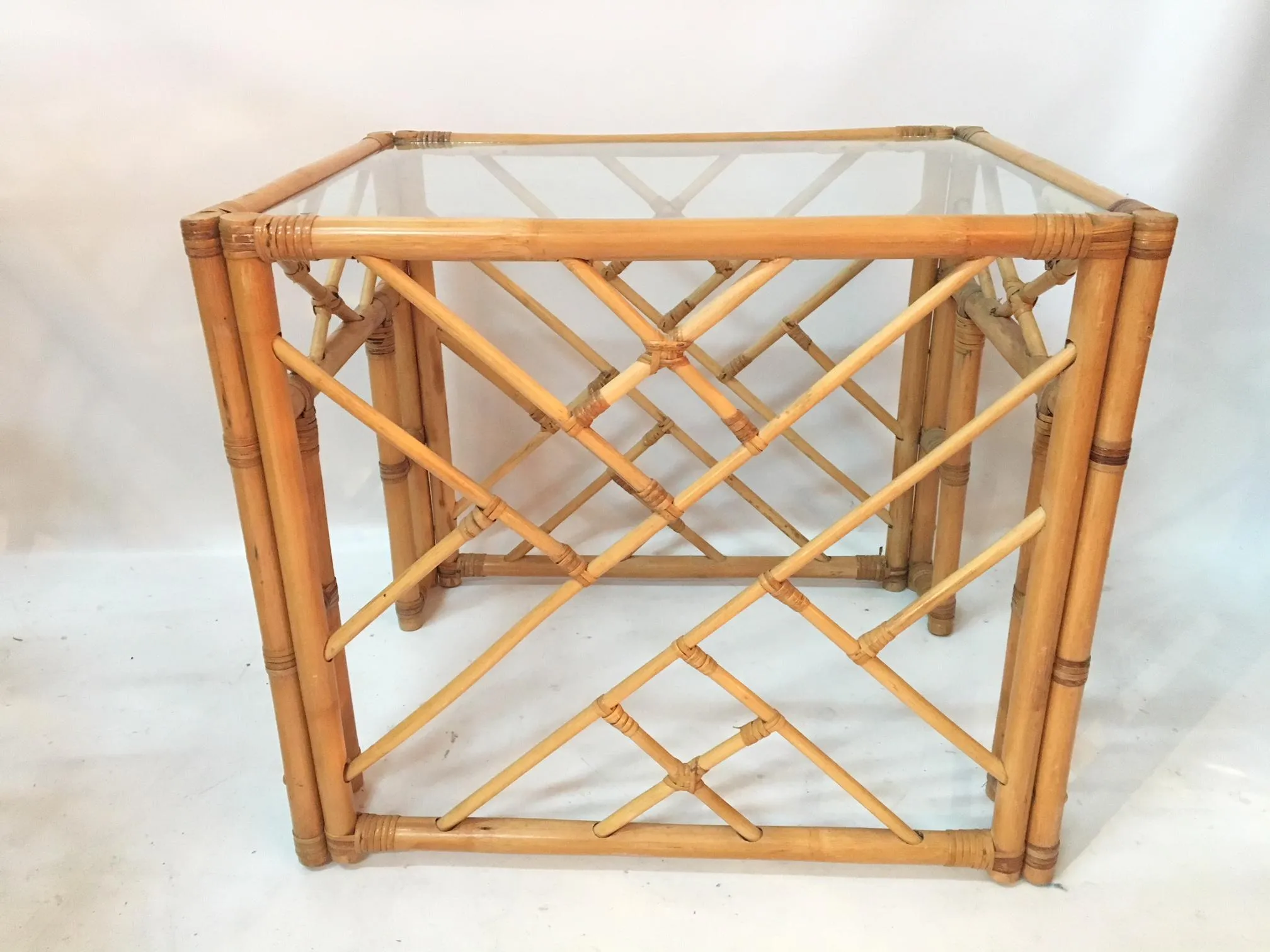 Asian Chinoiserie Style Bamboo Side Tables