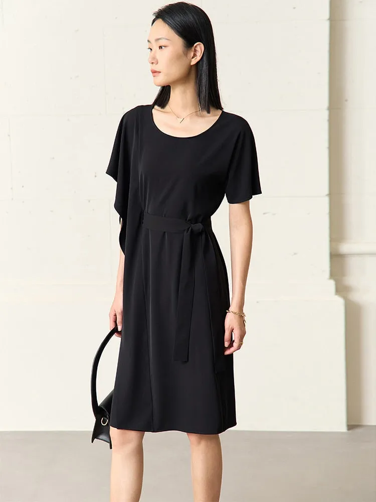 Asymmetrical  Ruffles Belt Dress