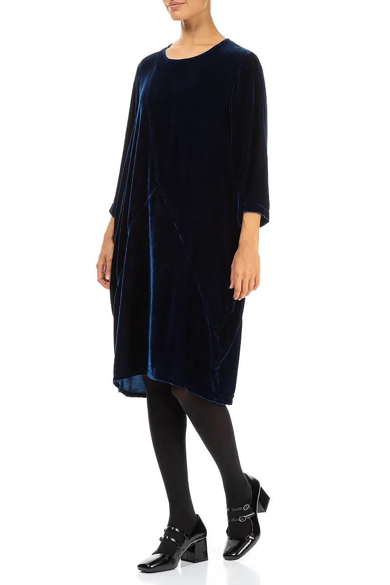 Azure Silk Velvet Midi Dress