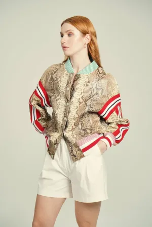 Beige Python Leather Jacket