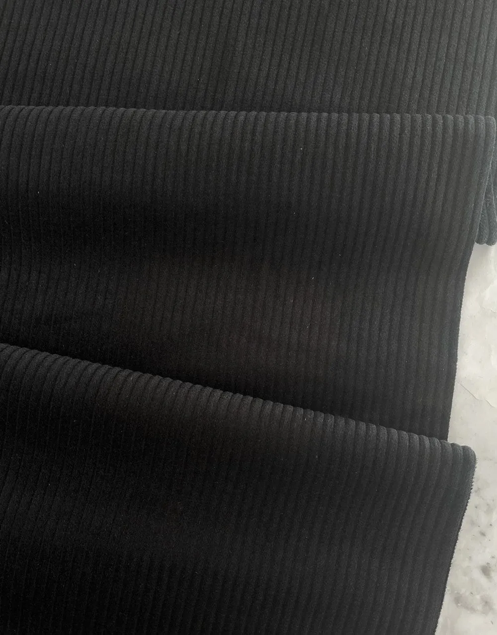 Black 4.5 Wale Jumbo Cotton Corduroy Fabric