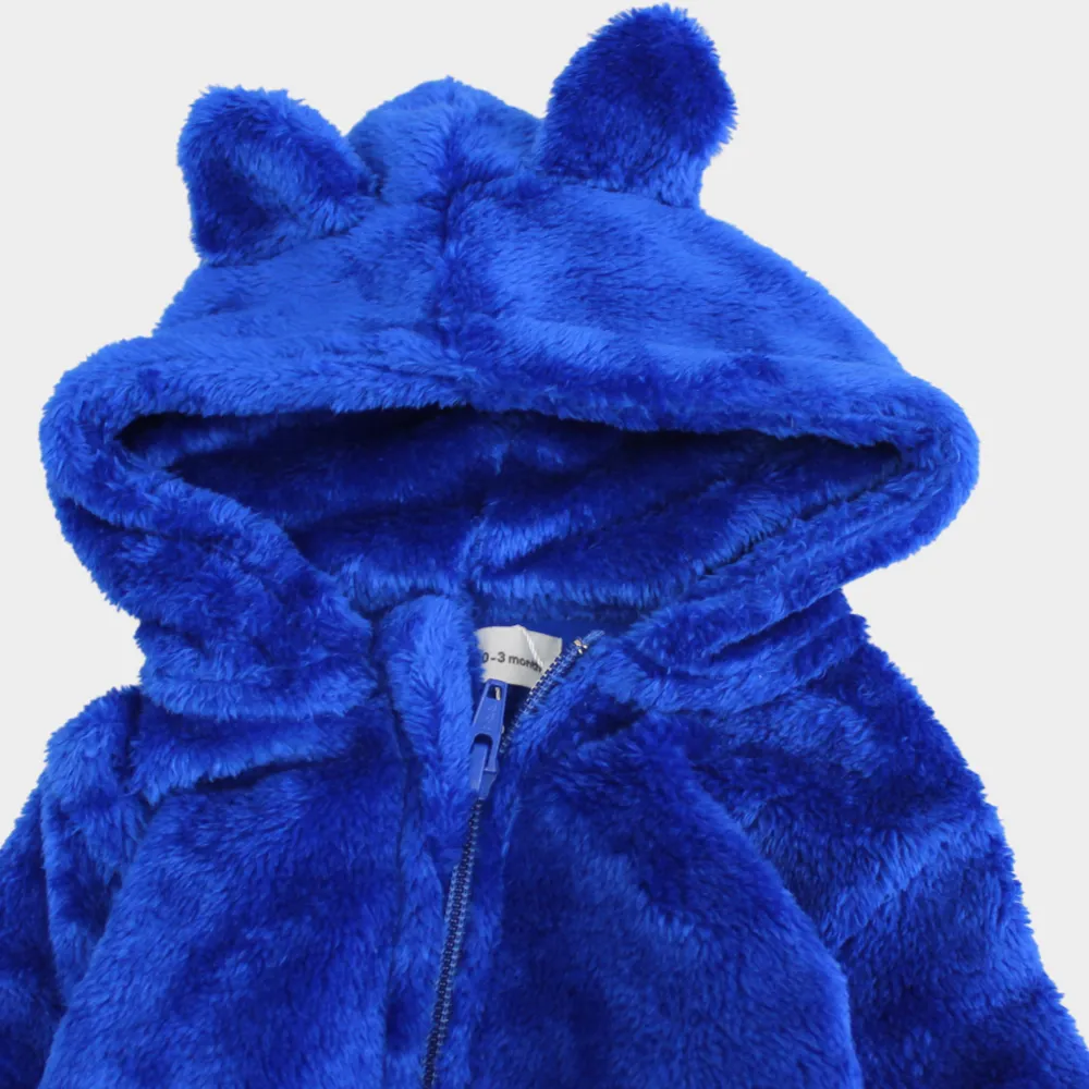 Blue Teddy Fleeced Hooded Onesie