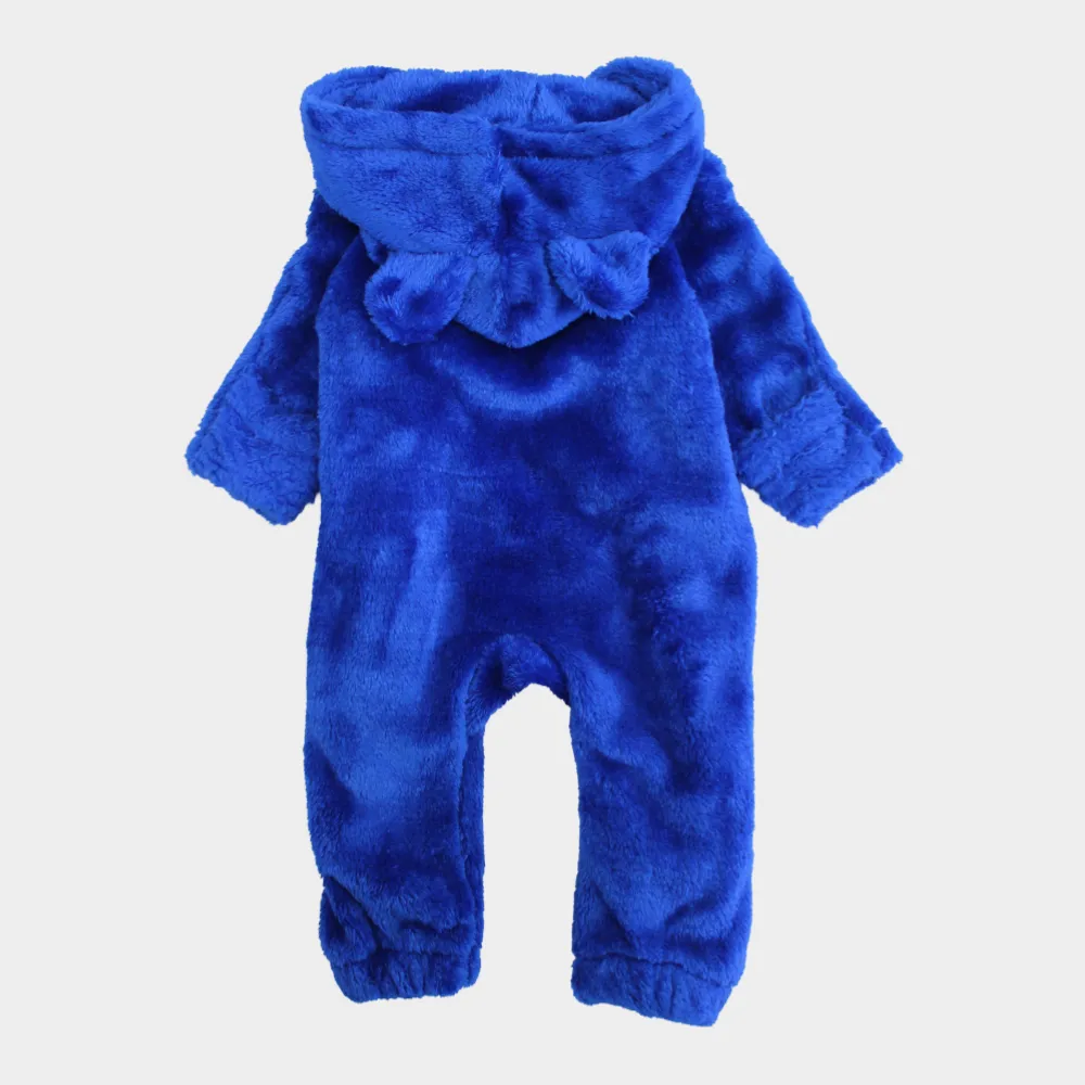 Blue Teddy Fleeced Hooded Onesie