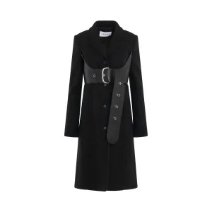 Brushed Belt Coat in Black