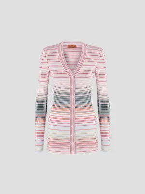 Buttoned Cardigan in Pink Light Tones