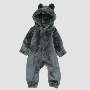 Charcoal Teddy Fleeced Hooded Onesie