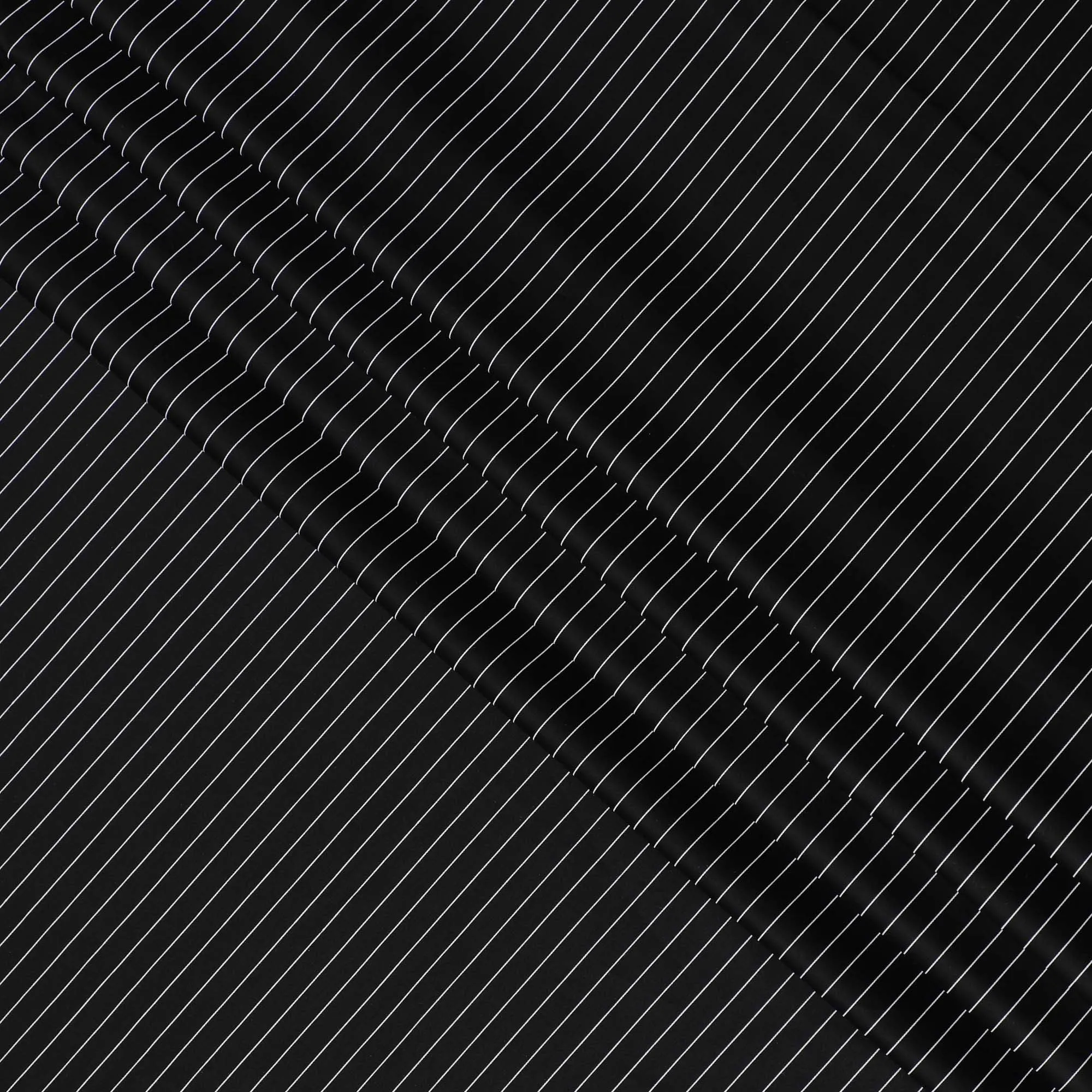 Classic Black Cotton Shirting Fabric with White Pinstripes, Satin Finish, 150 cm Wide-D19186