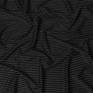 Classic Black Cotton Shirting Fabric with White Pinstripes, Satin Finish, 150 cm Wide-D19186