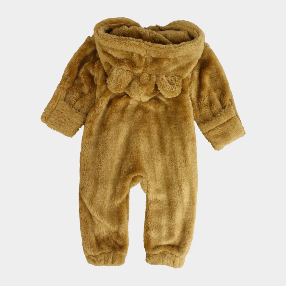 Coffee Teddy Fleeced Hooded Onesie