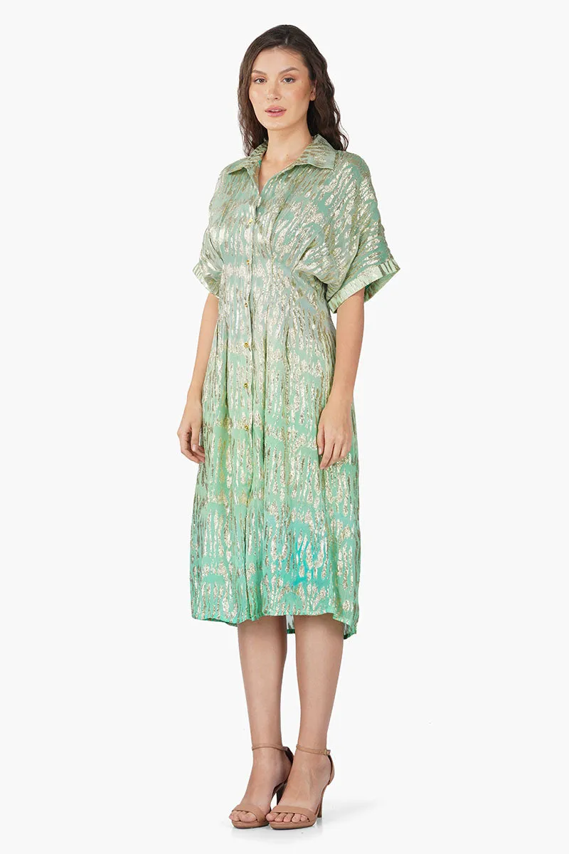 Cora Green Ombray Shirt Dress