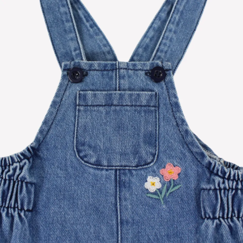 Cute Flowers Sleeveless Jean Jumpsuit