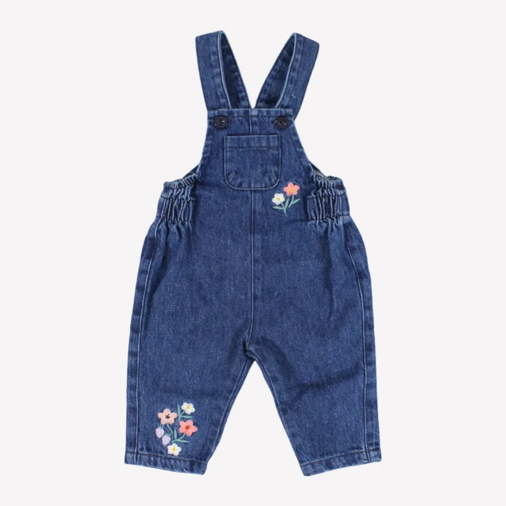 Cute Flowers Sleeveless Jean Jumpsuit