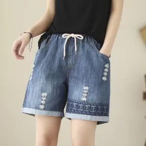 Denim Shorts Women 2024 New Kawaii Cute Printed Jeans Femme Summer Shorts