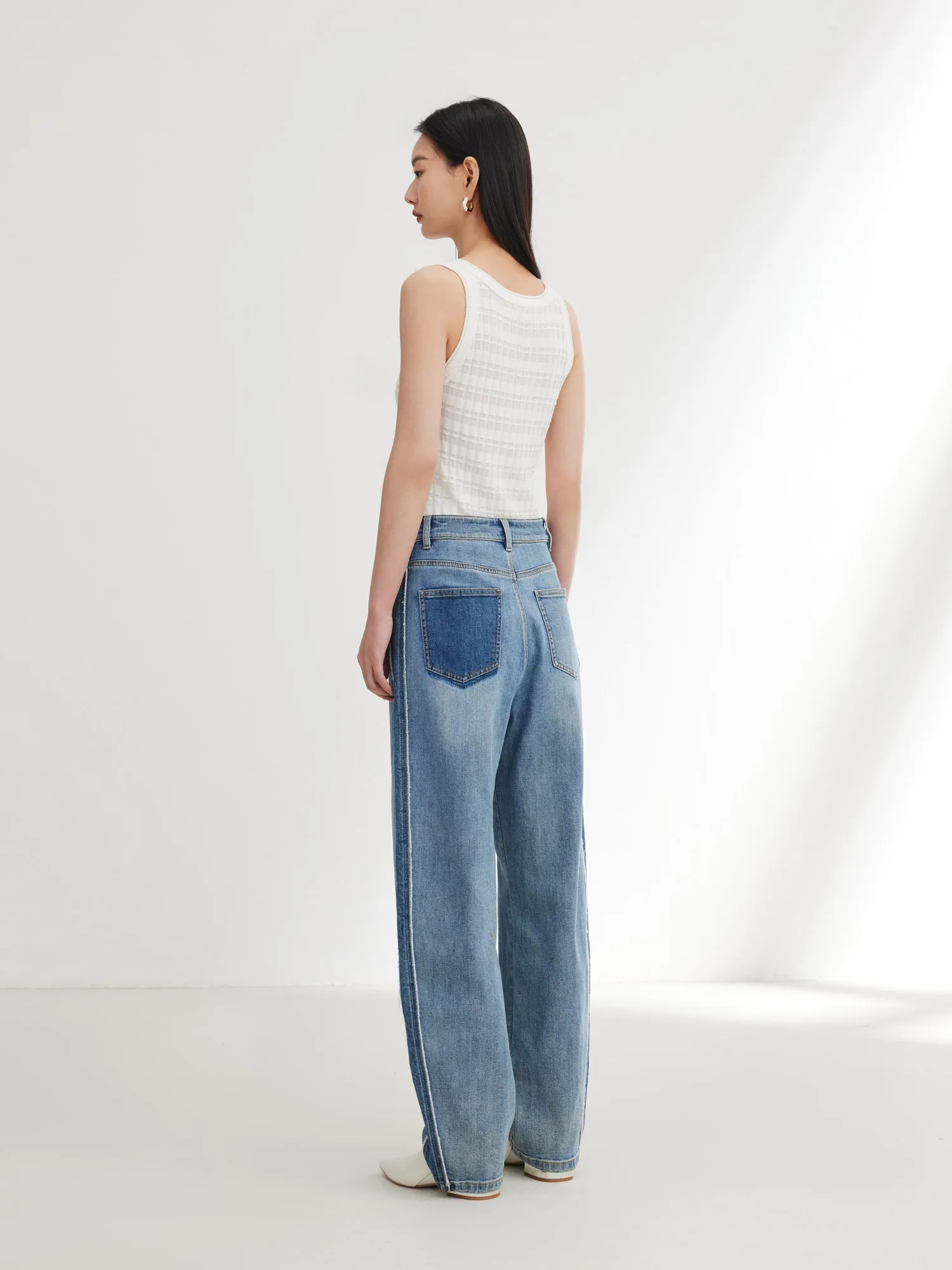 EP YAYING Cotton Linen Patchwork Jeans