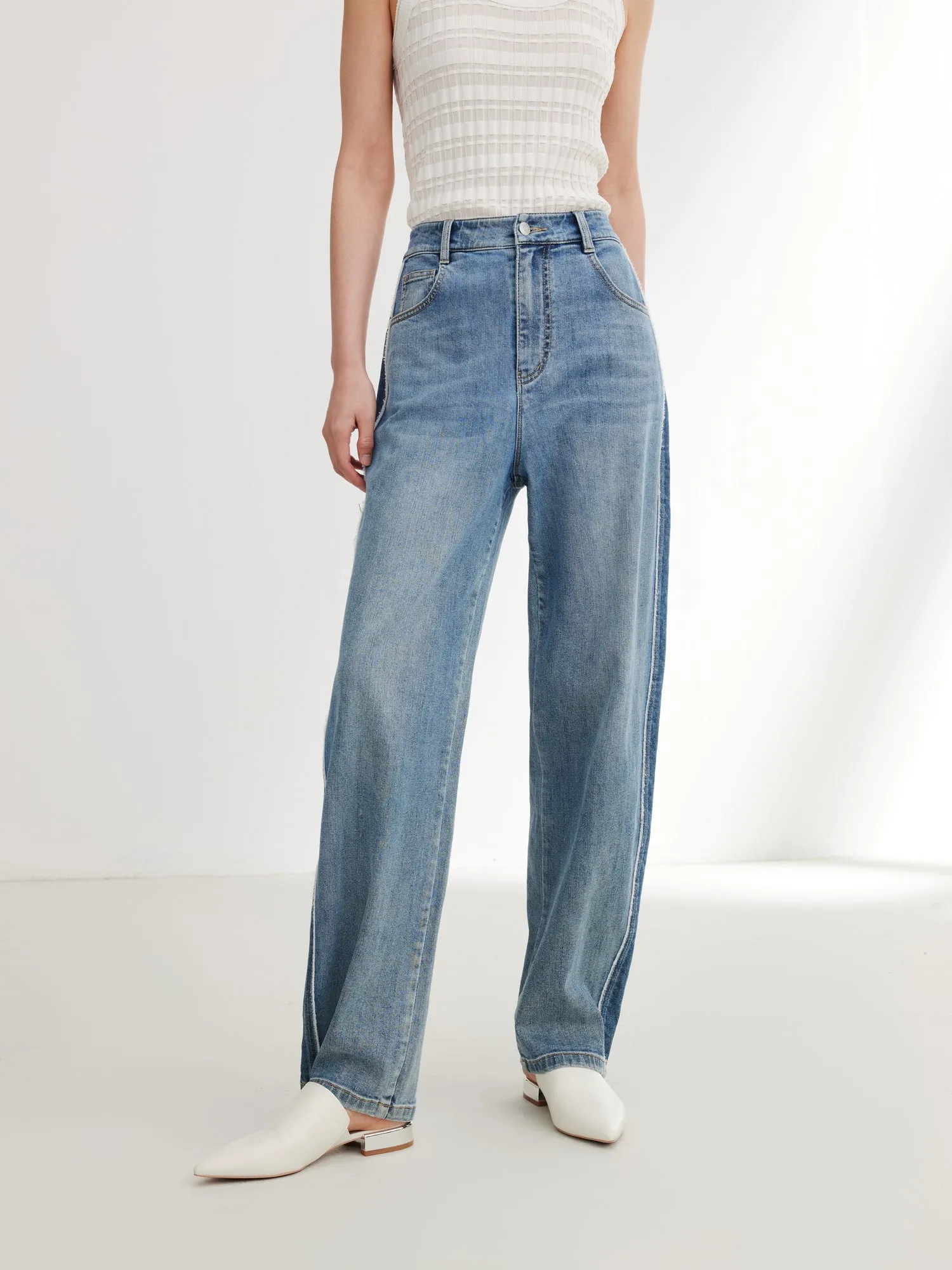 EP YAYING Cotton Linen Patchwork Jeans