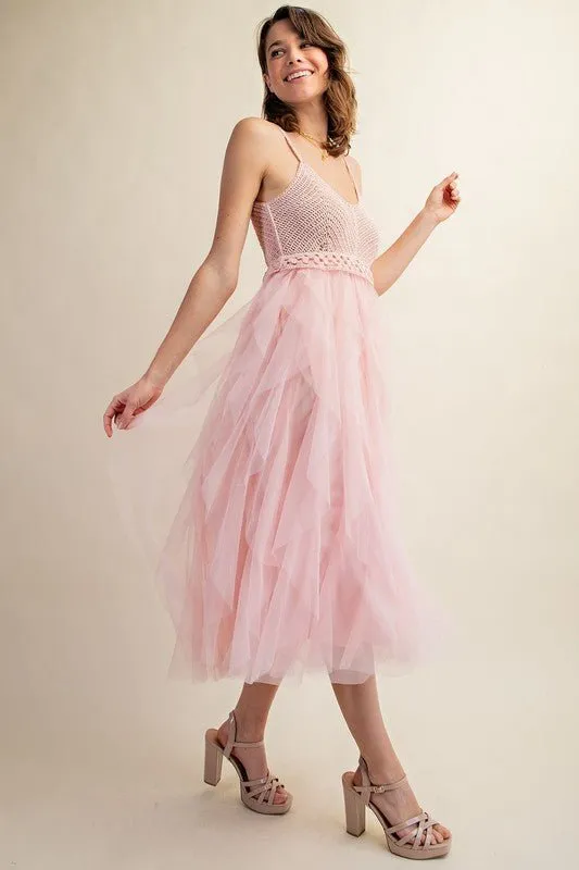 FABULOUS MIDI CROCHET TULLE DRESS