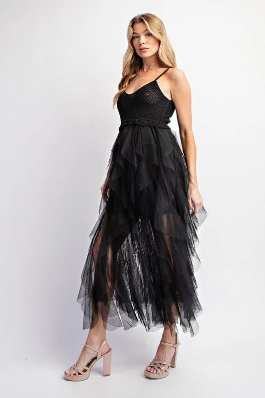 FABULOUS MIDI CROCHET TULLE DRESS