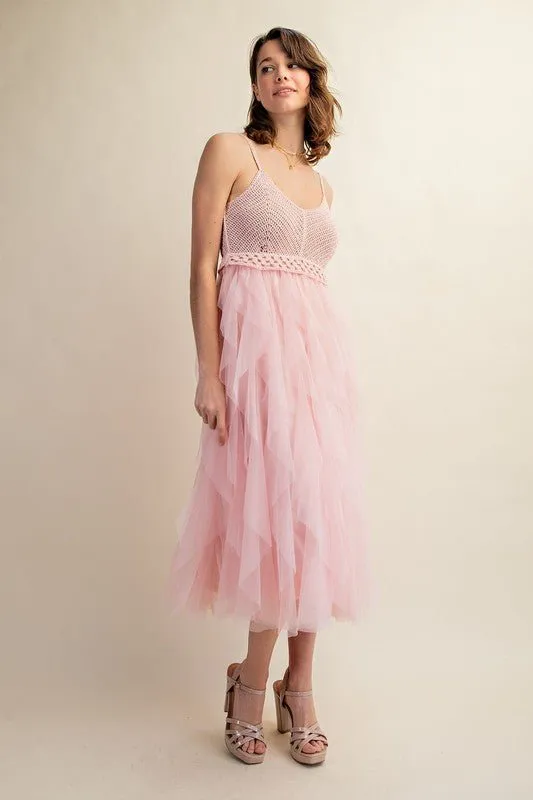 FABULOUS MIDI CROCHET TULLE DRESS