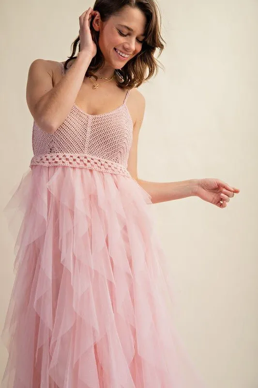 FABULOUS MIDI CROCHET TULLE DRESS