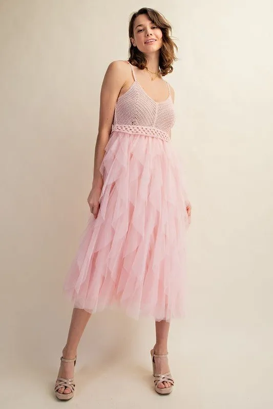 FABULOUS MIDI CROCHET TULLE DRESS