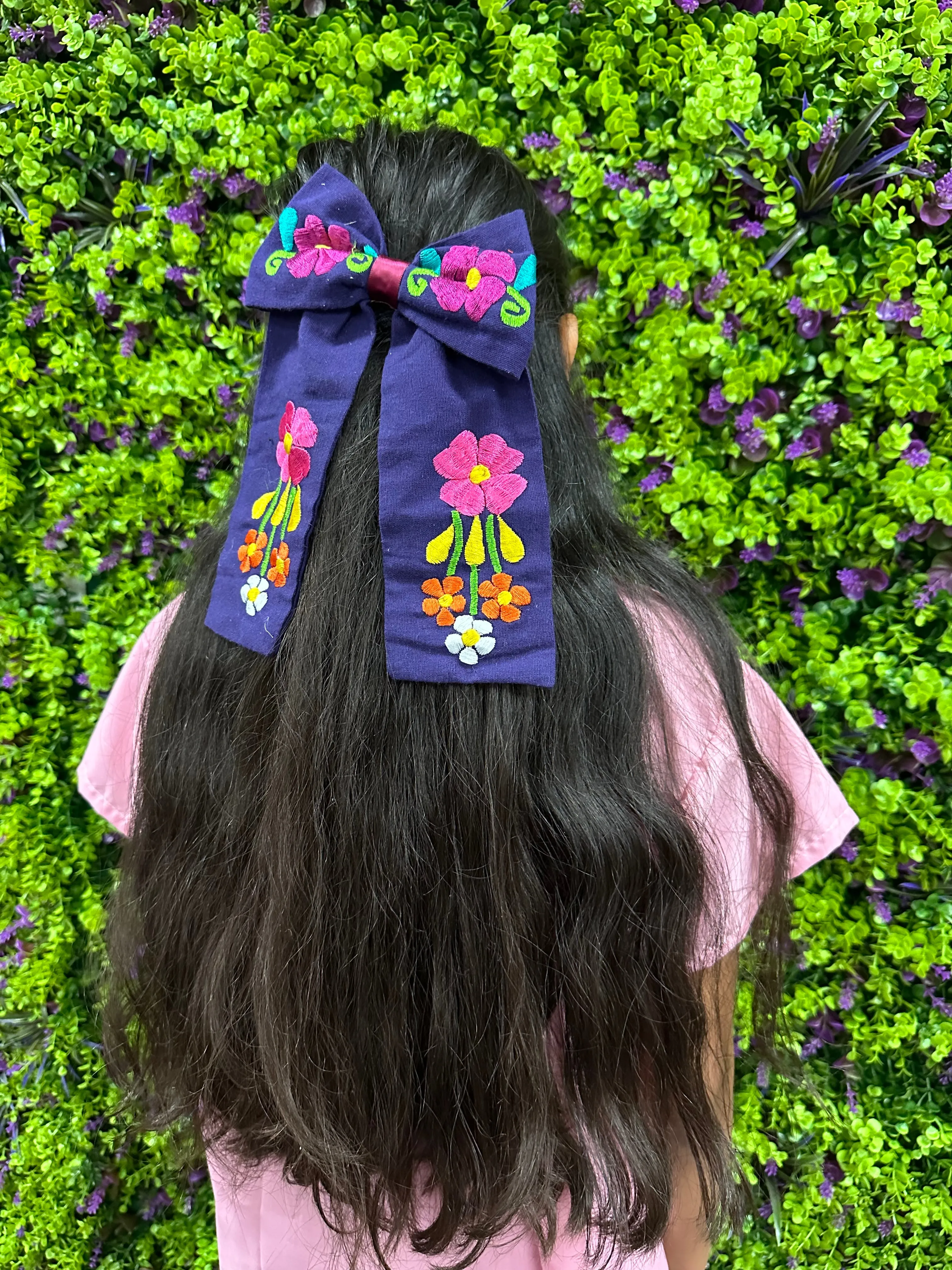 Floral Embroidered bow