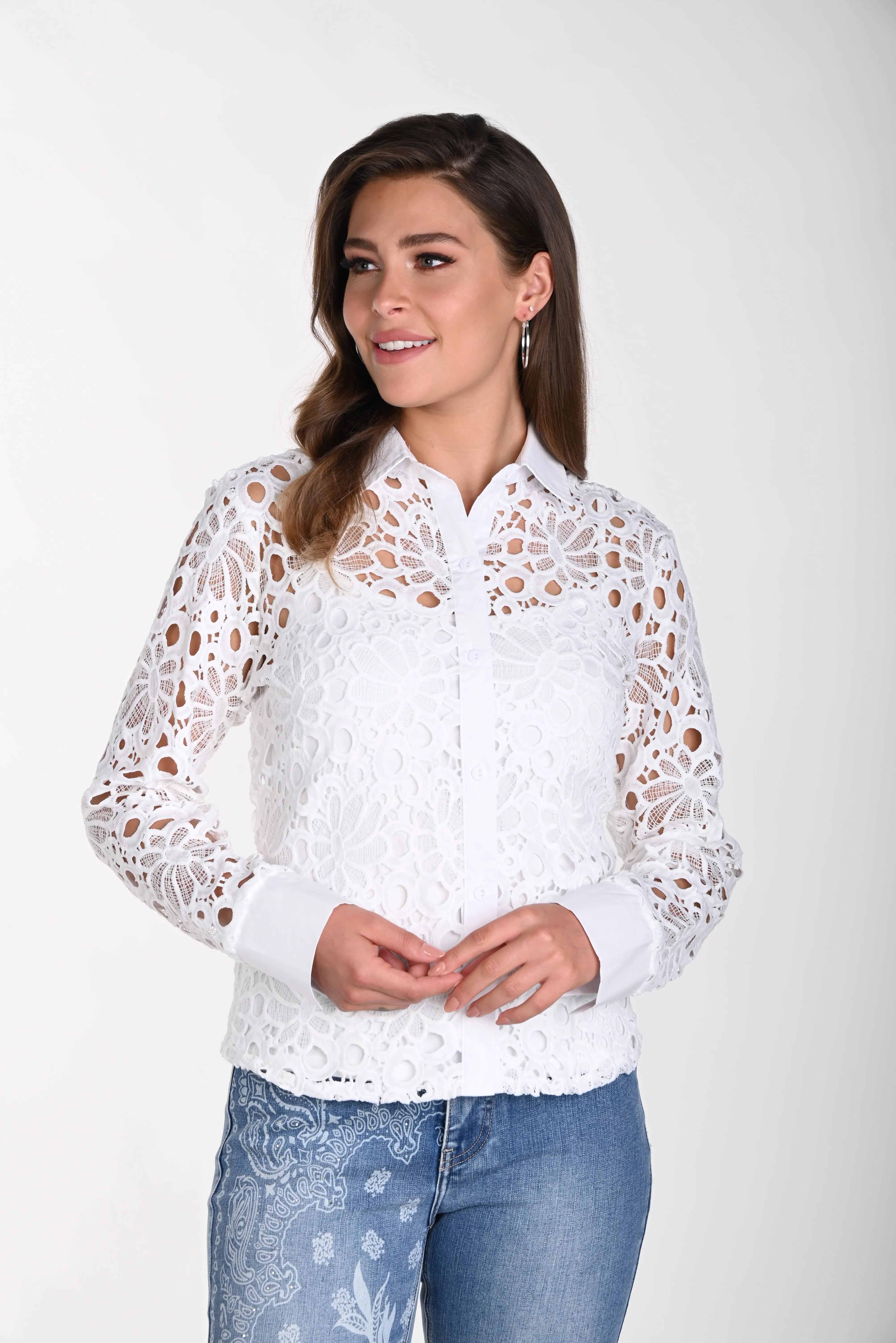 Flower Cut-Out Blouse