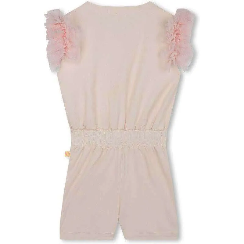 Girls Pale Pink Tulle Shoulder Playsuit