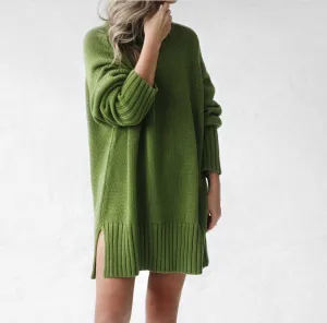 Green recycled cotton crew neck sweater by Seaside Tones