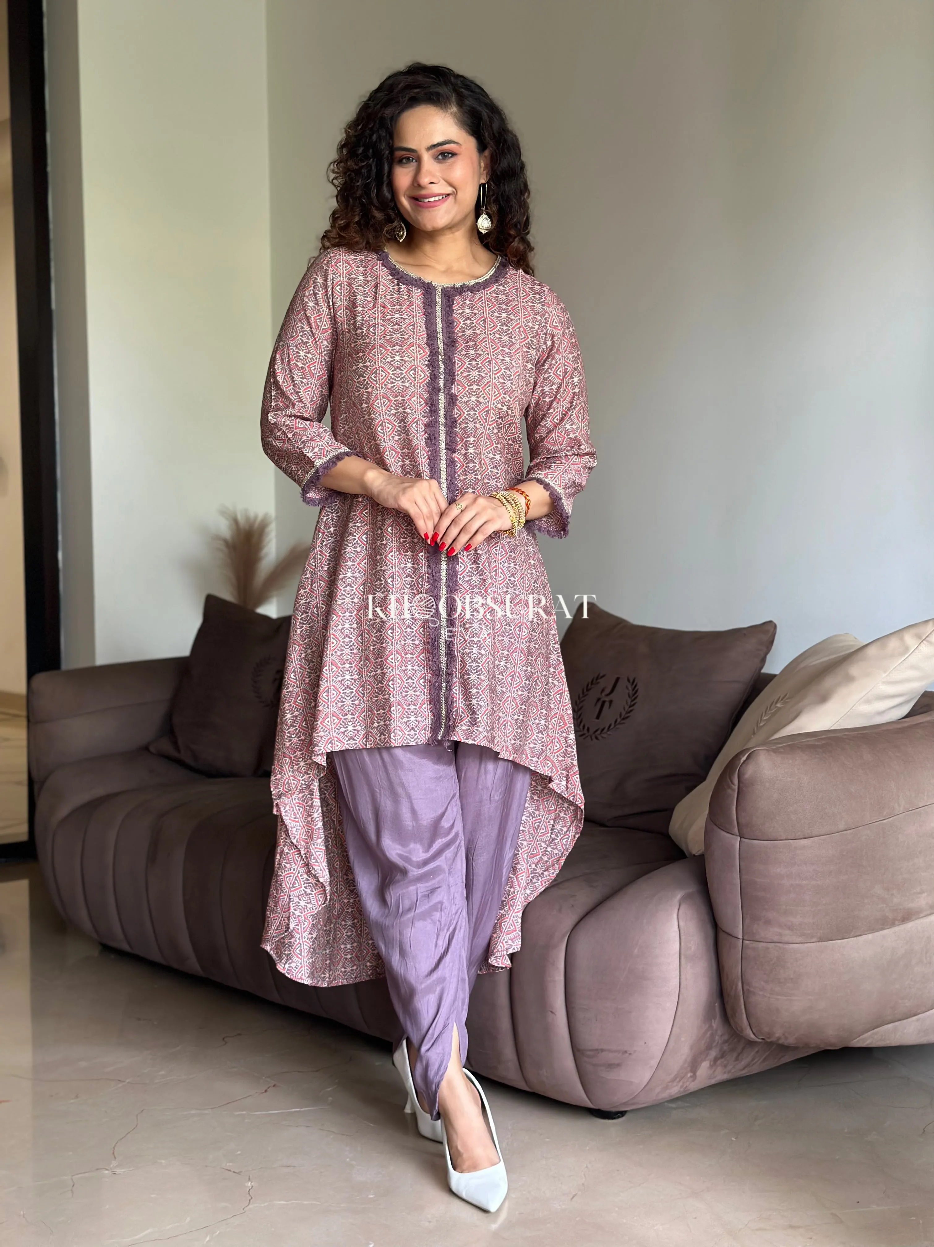 Gulmohar Pink Kurta And Tulip Pants