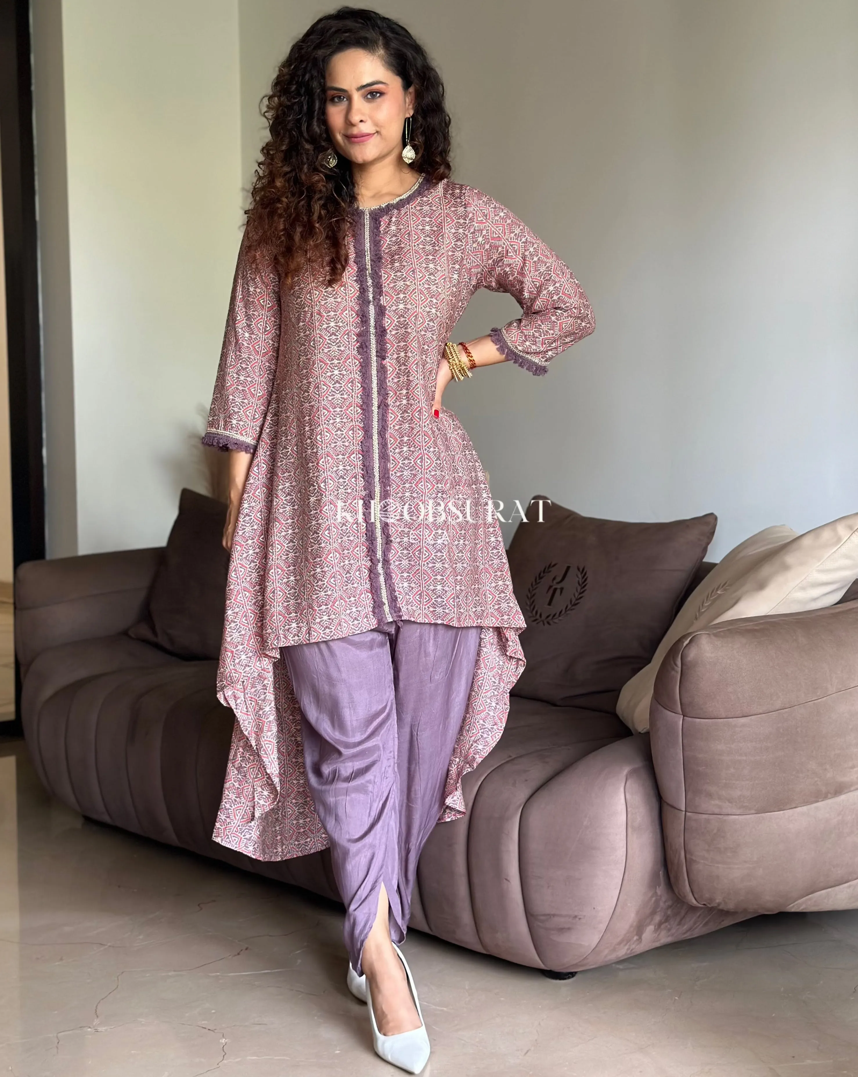 Gulmohar Pink Kurta And Tulip Pants