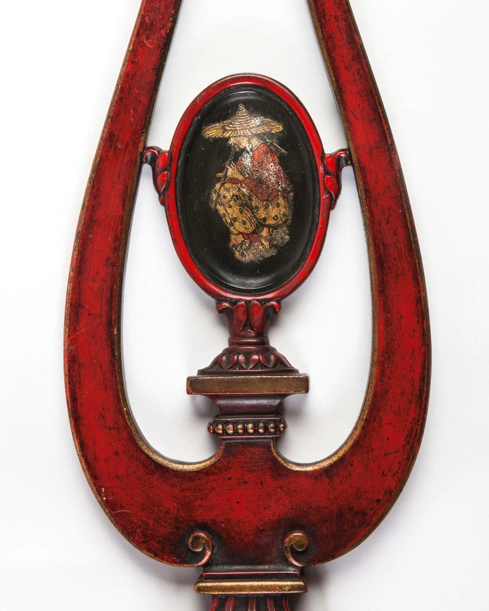 Hand Painted Red Chinoiserie Sconces by E. F. Caldwell