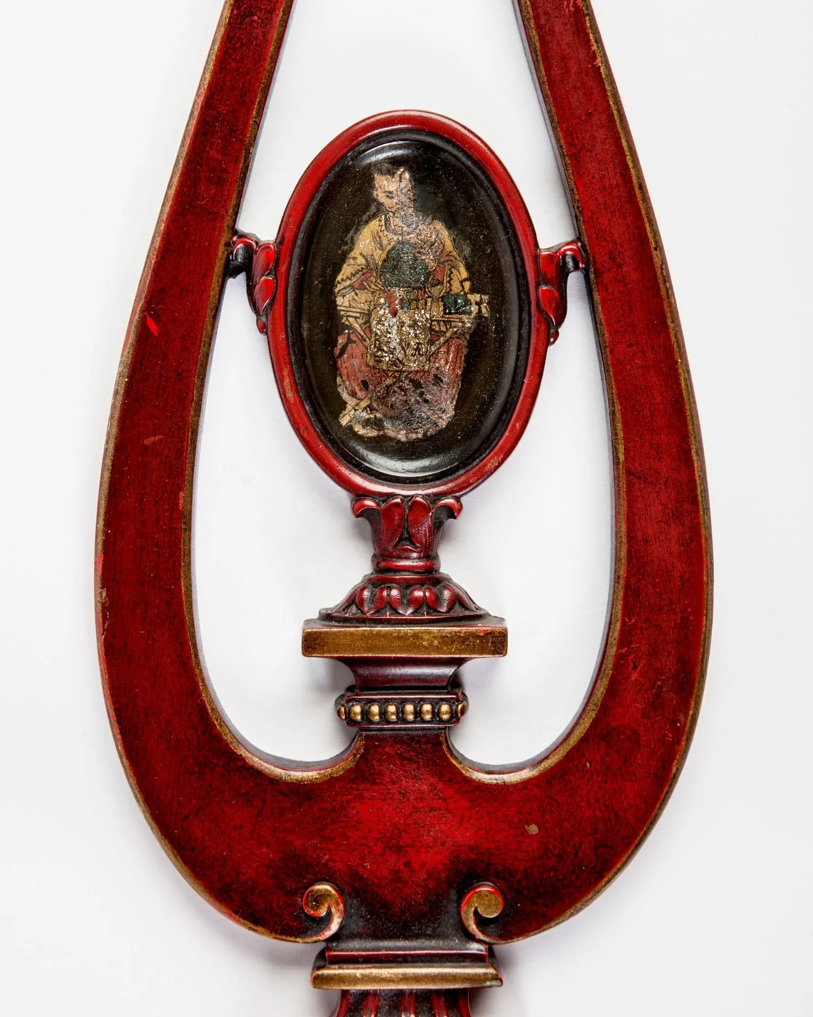 Hand Painted Red Chinoiserie Sconces by E. F. Caldwell