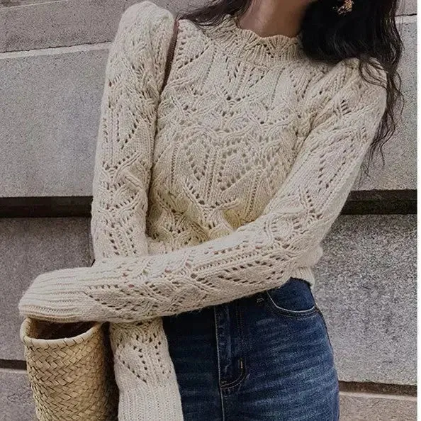 Hollow-out Knitted Blouse