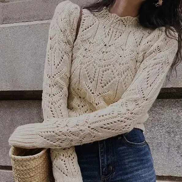 Hollow-out Knitted Blouse