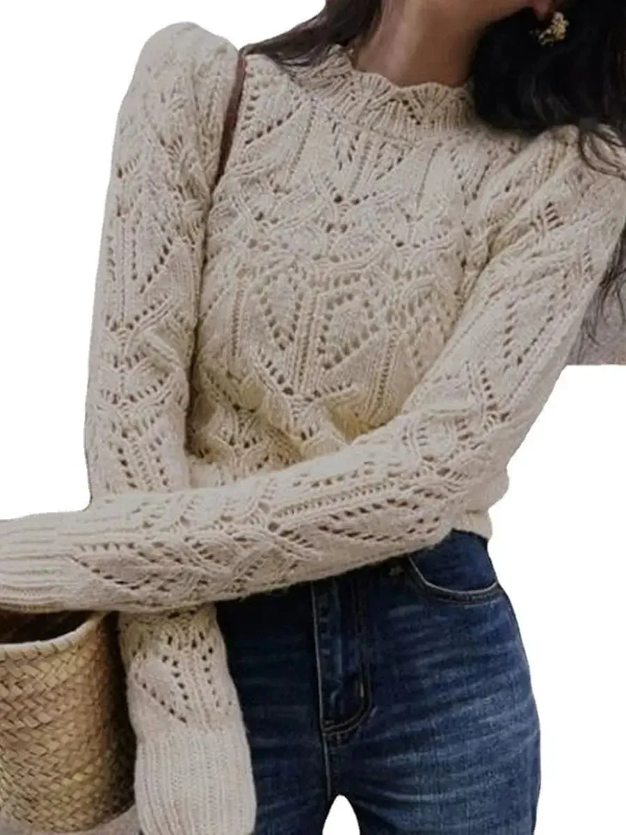 Hollow-out Knitted Blouse