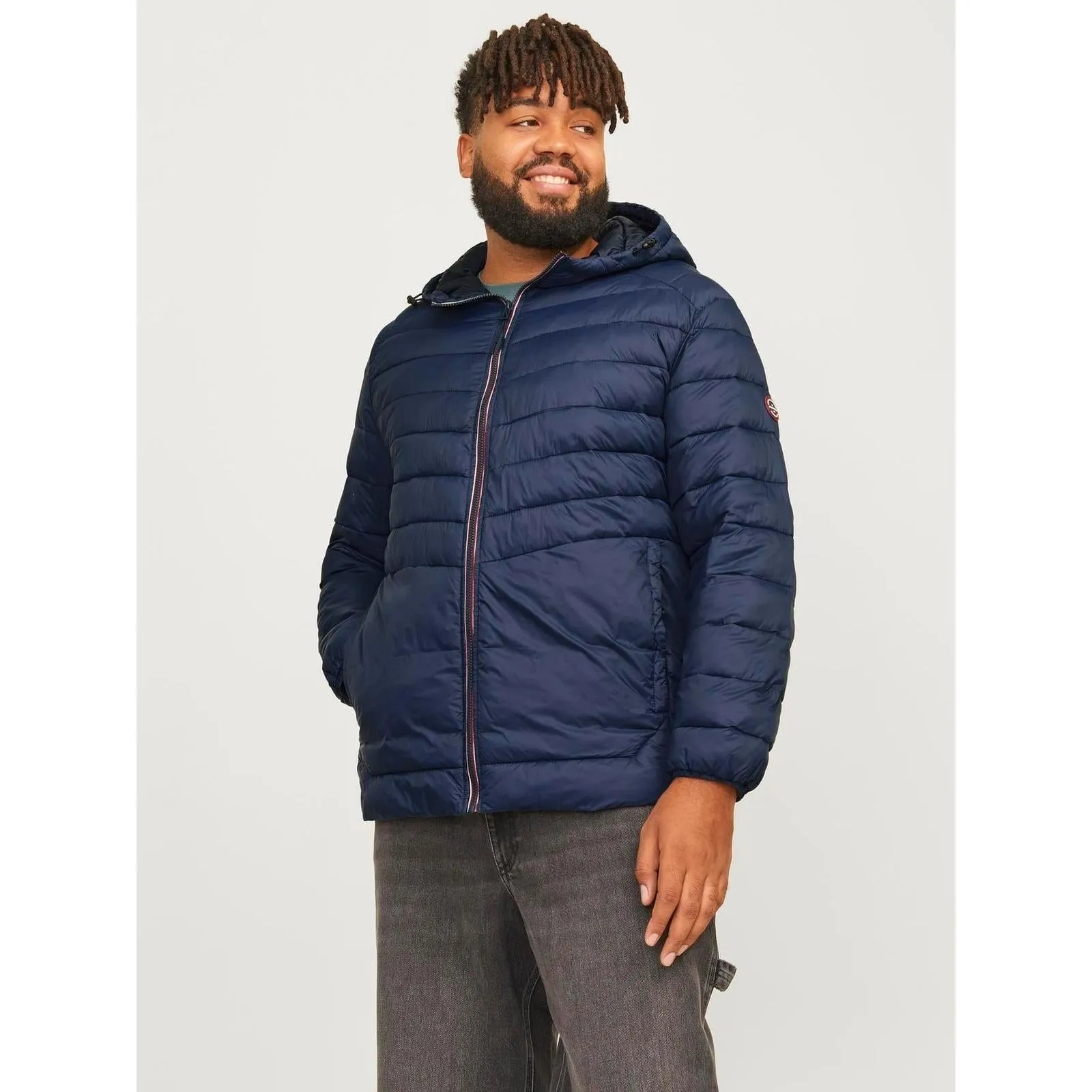 Jack & Jones Mens Sprint Big & Tall Full Zip Hooded Puffer Jacket