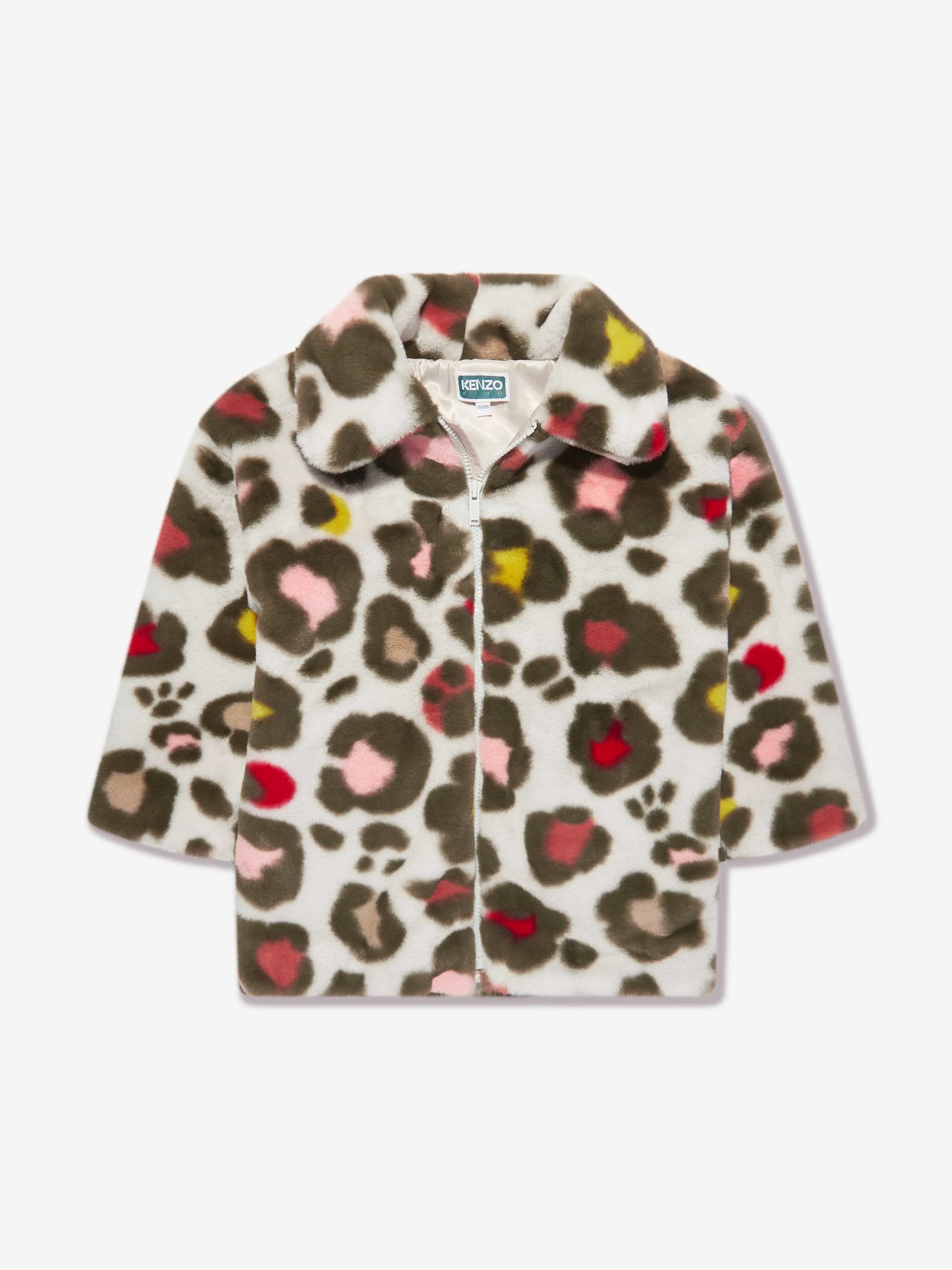 KENZO Girls Faux Fur Coat in Multicolour