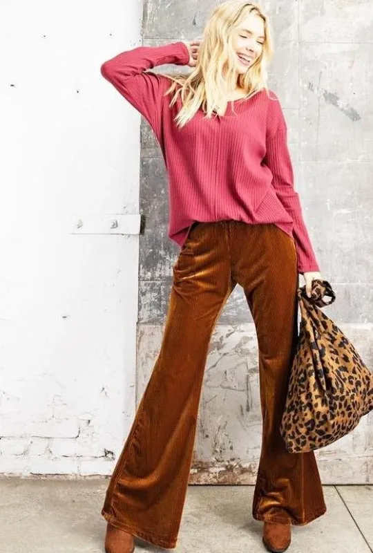 Kori Ribbed Velvet Pants - Mustard