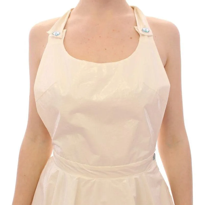 Licia Florio Elegant White Tea Halterneck Dress