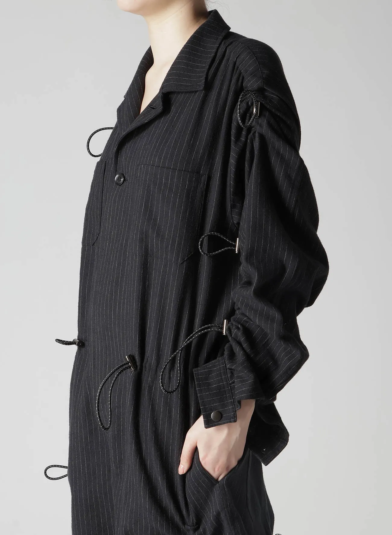 LOOSE ELASTIC OVERALL WITH STRIPES