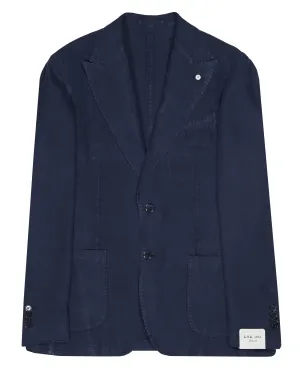 Luigi Bianchi Unlined Peak Lapel Jacket - Navy