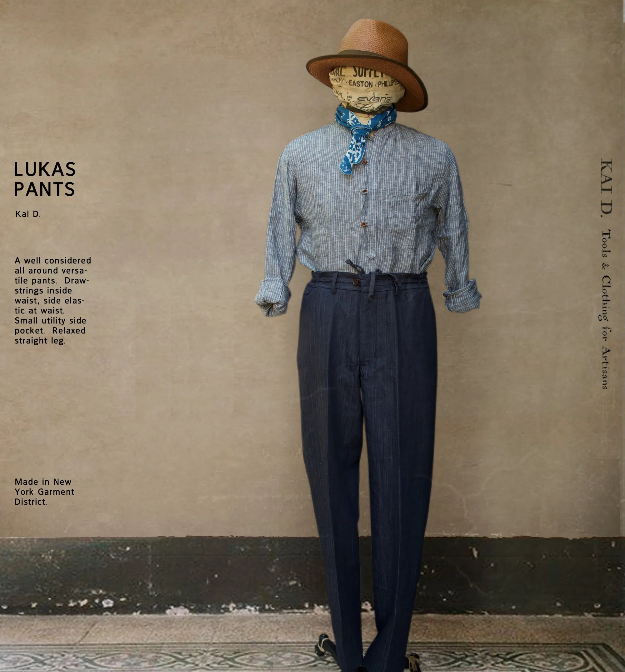 Lukas Pants - Texture Linen Herringbone - 30, 32, 34, 36, 38