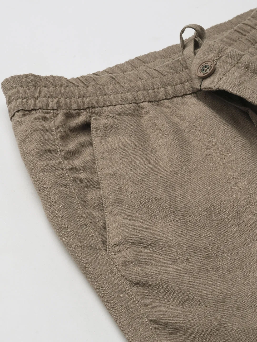 Men's Lt Brown 100% Linen Regular Fit Pant