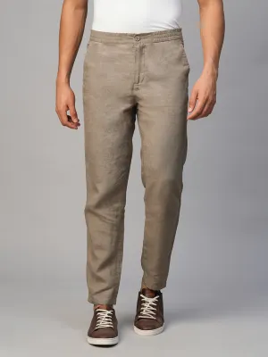 Men's Lt Brown 100% Linen Regular Fit Pant